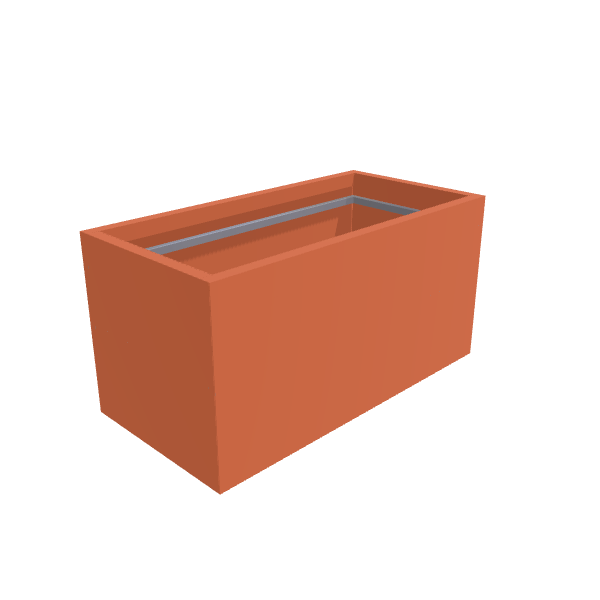 Matte Terracotta Aluminum Rectangular Planter, 24"W × 48"L × 24"H