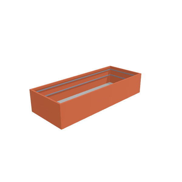 Matte Terracotta Aluminum Rectangular Planter, 48"W × 120"L × 24"H