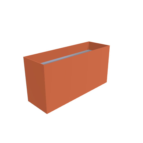 Matte Terracotta Aluminum Rectangular Planter, 12"W × 36"L × 18"H