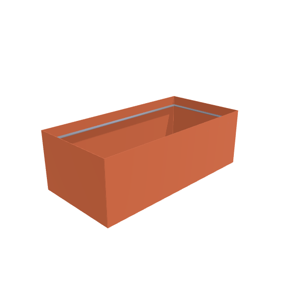 Matte Terracotta Aluminum Rectangular Planter, 36"W × 72"L × 24"H