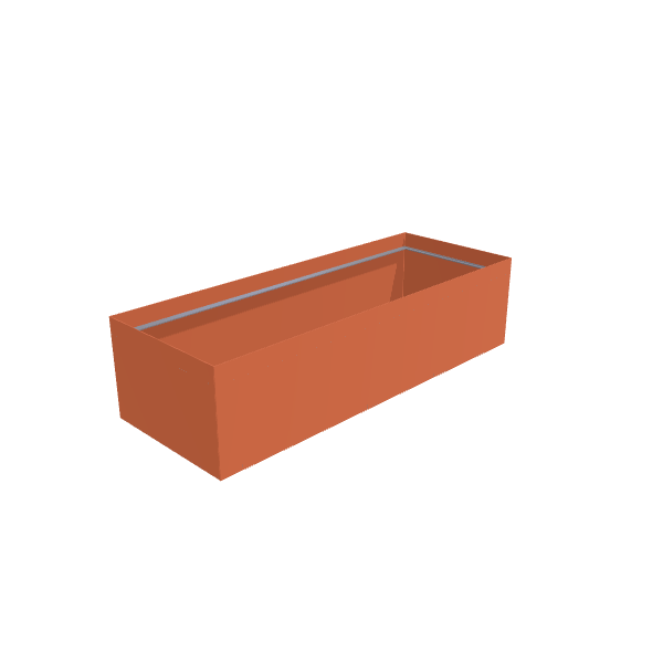 Matte Terracotta Aluminum Rectangular Planter, 36"W × 96"L × 24"H