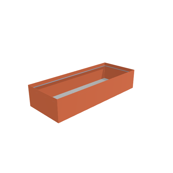 Matte Terracotta Aluminum Rectangular Planter, 48"W × 120"L × 24"H