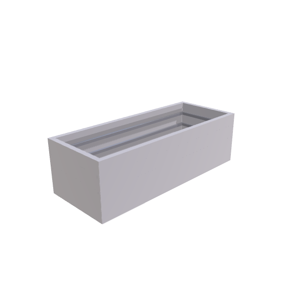 Matte White Aluminum Rectangular Planter, 24"W × 60"L × 18"H