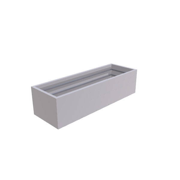 Matte White Aluminum Rectangular Planter, 24"W × 72"L × 18"H