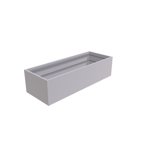 Matte White Aluminum Rectangular Planter, 36"W × 96"L × 24"H