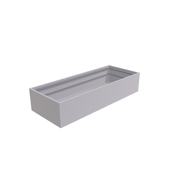 Matte White Aluminum Rectangular Planter, 48"W × 120"L × 24"H