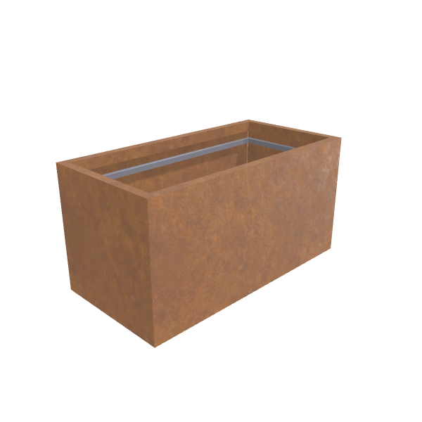 Corten Steel Rectangular Planter, 24"W × 48"L × 24"H