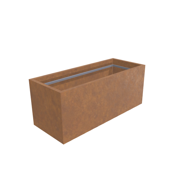 Corten Steel Rectangular Planter, 24"W × 60"L × 24"H