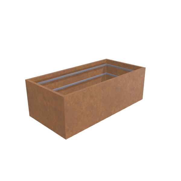 Corten Steel Rectangular Planter, 36"W × 72"L × 24"H