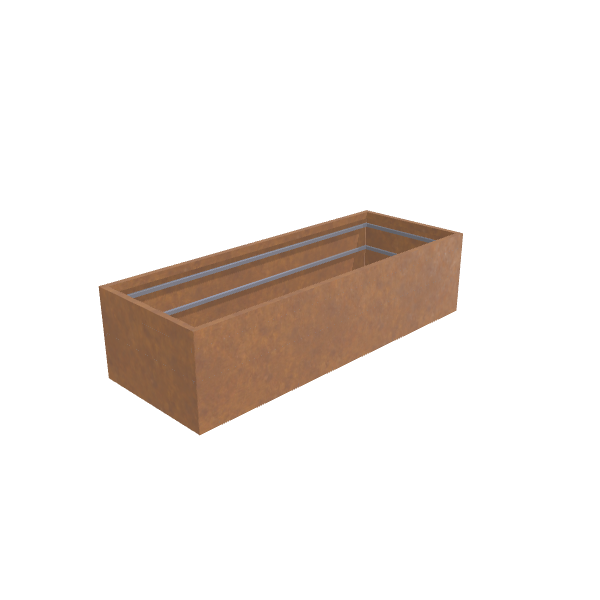 Corten Steel Rectangular Planter, 36"W × 96"L × 24"H