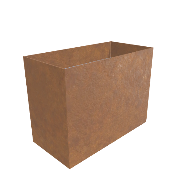 Corten Steel Rectangular Planter, 12"W × 24"L × 18"H