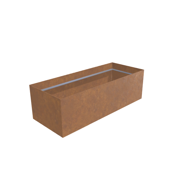 Corten Steel Rectangular Planter, 24"W × 60"L × 18"H
